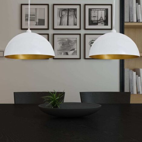Ceiling Lamp 2 pcs Height-adjustable Semi-spherical White vidaXL