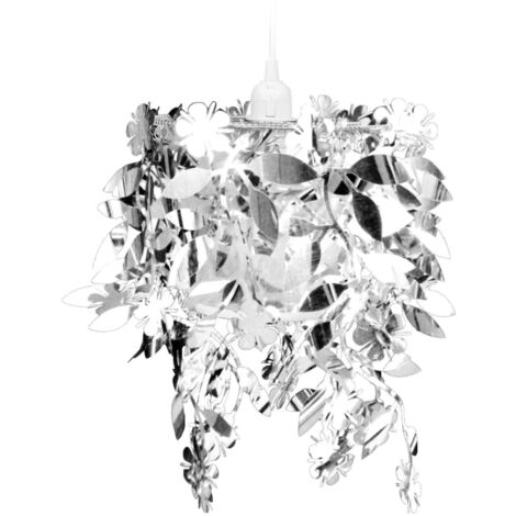 Leaves Paillette Pendant Chandelier Lamp 21,5 x 30 cm Silver vidaXL