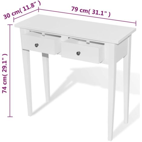 Dressing Console Table with Two Drawers White vidaXL