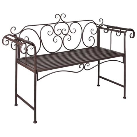 Garden Bench Antique Brown Steel 132 cm Durable vidaXL (1/5)