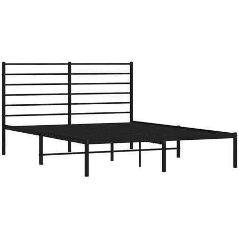 Metal Bed Frame without Mattress with Headboard Black 150x200cm vidaXL (1/5)