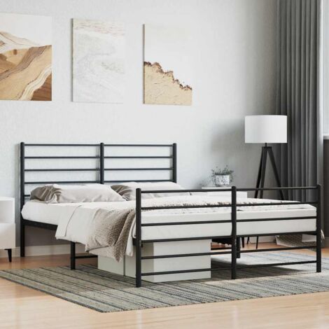 Metal Bed Frame without Mattress with Footboard Black 140x190cm vidaXL (1/5)