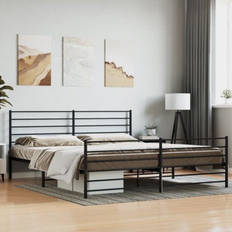 Metal Bed Frame without Mattress with Footboard Black 200x200cm vidaXL (1/5)