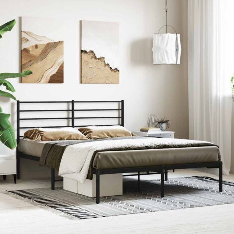 Metal Bed Frame without Mattress with Headboard Black 140x200cm vidaXL (1/5)