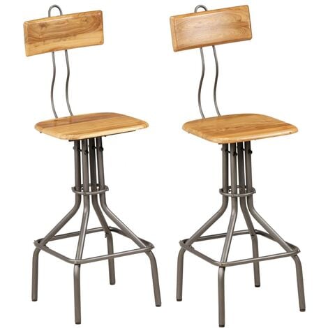 Vidaxl Bar Chairs 2 Pcs Solid Reclaimed, Reclaimed Bar Stools Teak
