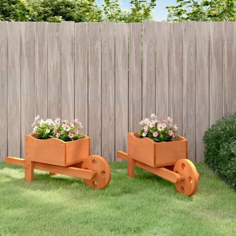 Wheelbarrow Planters 2 pcs 47x15x19 cm Solid Wood Fir vidaXL (1/5)