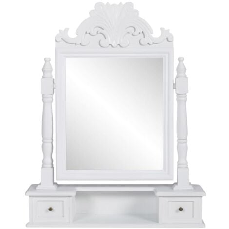 Vanity Makeup Table with Rectangular Swing Mirror MDF vidaXL