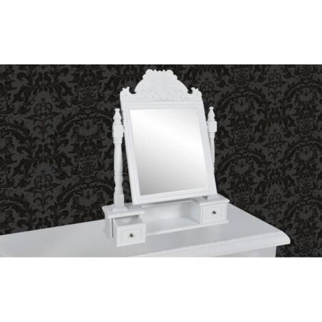 Vanity Makeup Table with Rectangular Swing Mirror MDF vidaXL