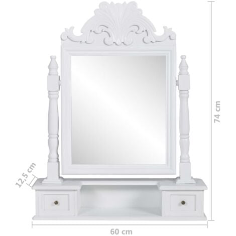 Vanity Makeup Table with Rectangular Swing Mirror MDF vidaXL