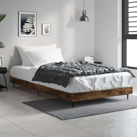 Bed Frame without Mattress Smoked Oak 90x190 cm Single Engineered Wood vidaXL (1/5)