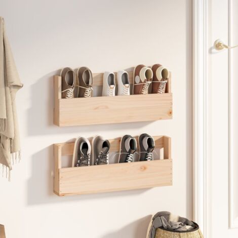 Wall-mounted Shoe Racks 2 pcs 59x9x23 cm Solid Wood Pine vidaXL
