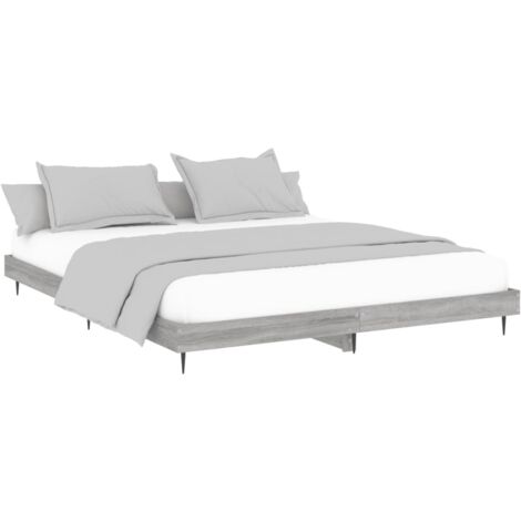 Bed Frame without Mattress Grey Sonoma 160x200 cm Engineered Wood vidaXL (1/5)