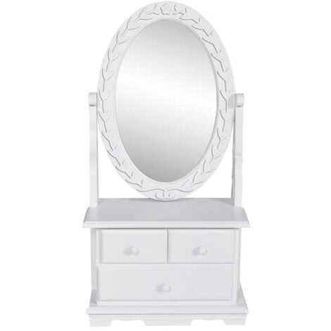 Vanity Makeup Table with Oval Swing Mirror MDF vidaXL