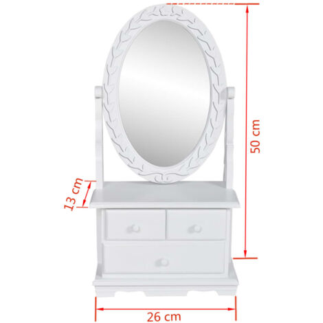 Vanity Makeup Table with Oval Swing Mirror MDF vidaXL