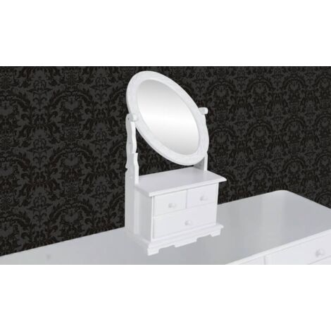 Vanity Makeup Table with Oval Swing Mirror MDF vidaXL
