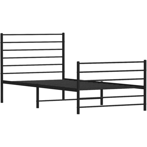 Metal Bed Frame without Mattress with Footboard Black 100x190cm vidaXL (1/5)