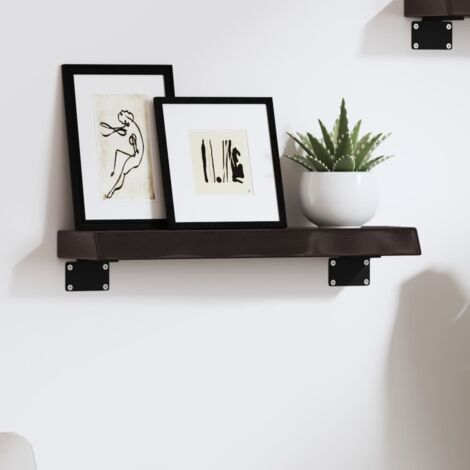 Wall Shelf Dark Brown 40x10x4 cm Treated Solid Wood Oak vidaXL (1/5)
