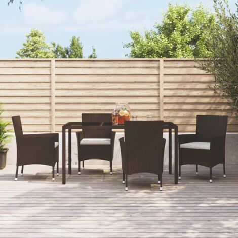 Garden Chairs with Cushions 4 pcs Brown Poly Rattan (UK/IE/FI/NO only) vidaXL