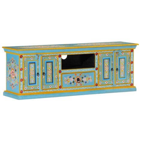 TV Cabinet Blue 110x30x40 cm Solid Wood Mango vidaXL (1/5)