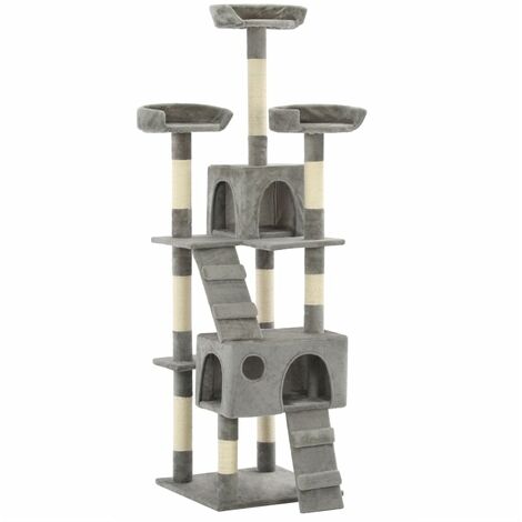 Cat Tree with Sisal Scratching Posts 170 cm Grey vidaXL