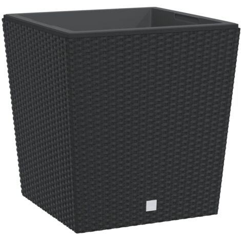 Vidaxl – Planter with removable inner 37L – Anthracite PP rattan – 40 x 40 x 41 cm – For ample plant display in gardens and patios (1/5)