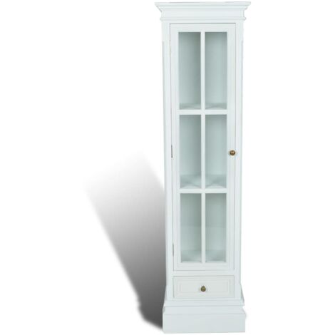 Chic Bookcase Cabinet with 3 Shelves White Wooden vidaXL
