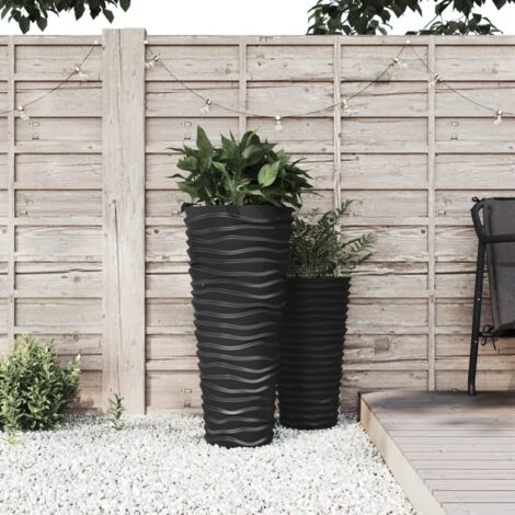 Planter with Removable Inner Anthracite 18/45 L PP Grooved Look vidaXL