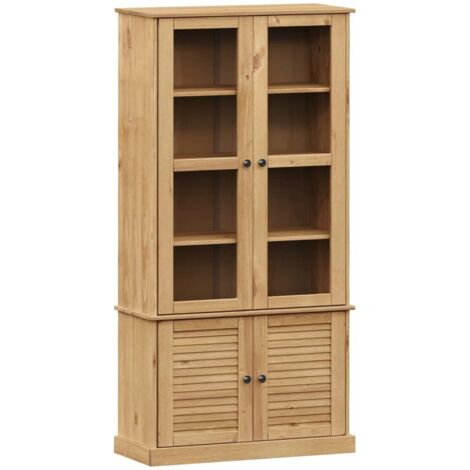 Glass Display Cabinet VIGO 85x35x170 cm Solid Wood Pine vidaXL (1/5)