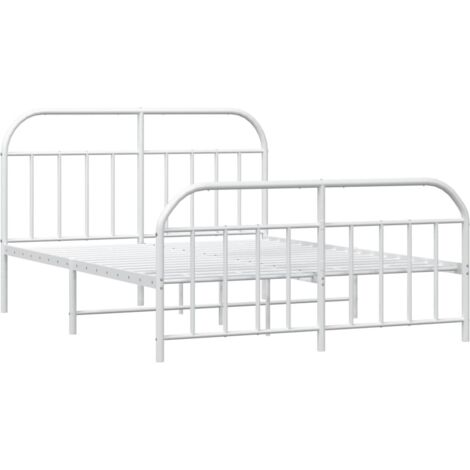 Bed Frame White Powder-Coated Steel Double Bed Frame vidaXL (1/5)