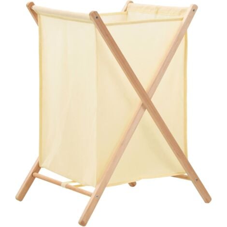 Laundry Basket Cedar Wood and Fabric Beige 42x41x64 cm vidaXL