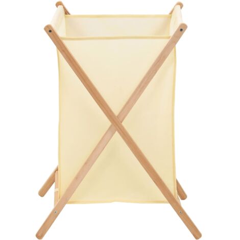 Laundry Basket Cedar Wood and Fabric Beige 42x41x64 cm vidaXL