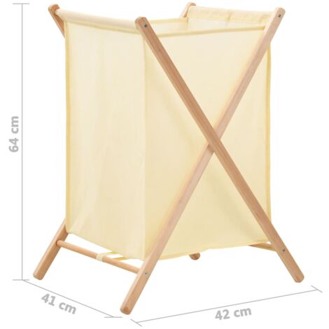 Laundry Basket Cedar Wood and Fabric Beige 42x41x64 cm vidaXL