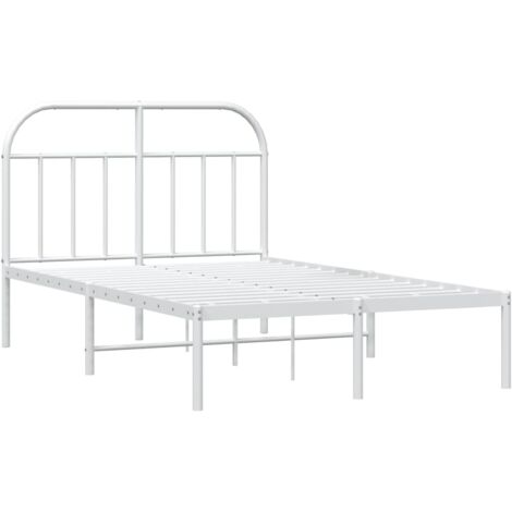 Bed Frame White Powder-coated Steel Double Bed Frame vidaXL (1/5)
