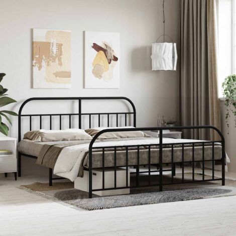 Bed Frame  Black  Powder-Coated Steel  160 x 200 cm  Bed Frame vidaXL (1/5)