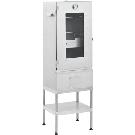 BBQ Oven Smoker with Table Galvanised Steel vidaXL