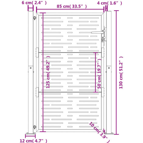 Garden Gate Black 105x205 Cm Steel Light Design