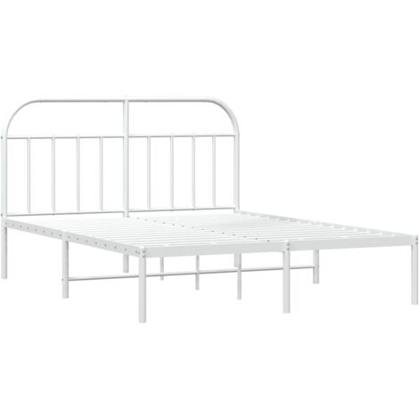 Metal Bed Frame without Mattress with Headboard White 150x200cm vidaXL (1/5)