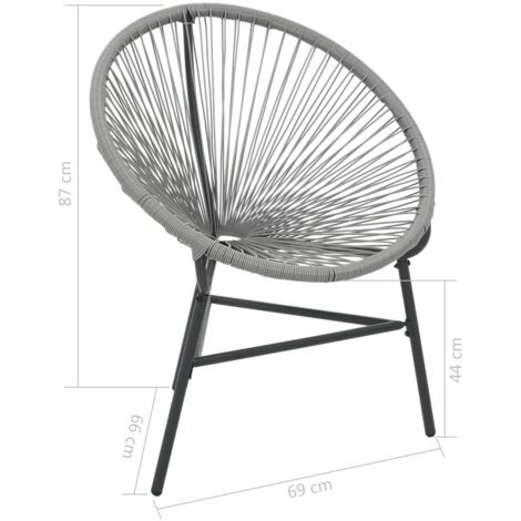 Garden Moon Chair Poly Rattan Grey vidaXL