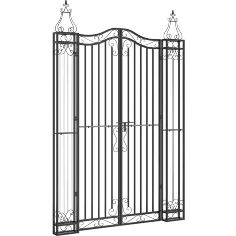 Garden Gate Black 121x8x180 cm Wrought Iron vidaXL