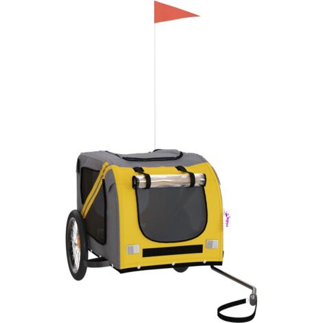 Pet Bike Trailer Yellow and Grey Oxford Fabric and Iron vidaXL