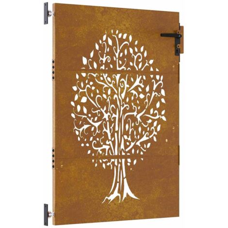 Garden Gate 85x125 cm Corten Steel Tree Design vidaXL