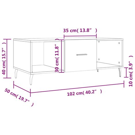 Coffee Table White 102x50x40 cm Engineered Wood vidaXL