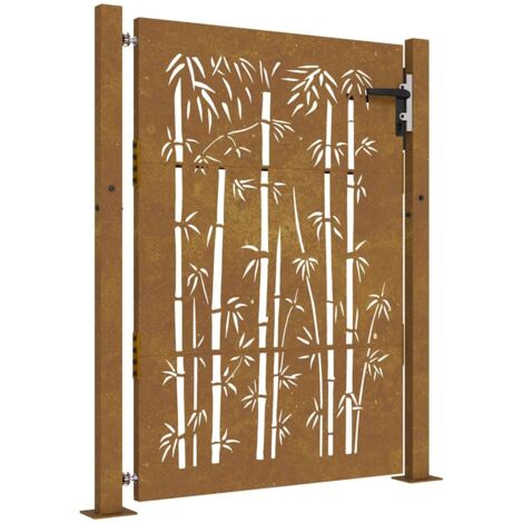 Garden Gate 100x125 cm Corten Steel Bamboo Design vidaXL