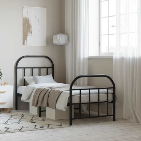 Bed Frame  Black  Powder-coated Steel  Small Single  Bed Frame vidaXL (1/5)
