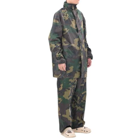Men's Camo Print 2-Piece Rain Suit with Hood XXL vidaXL