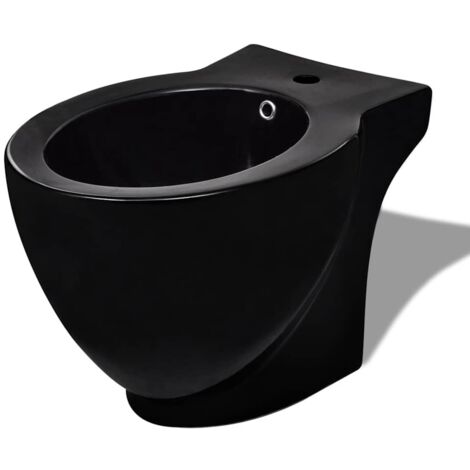 Round Bidet Stand Black High-quality Ceramic vidaXL
