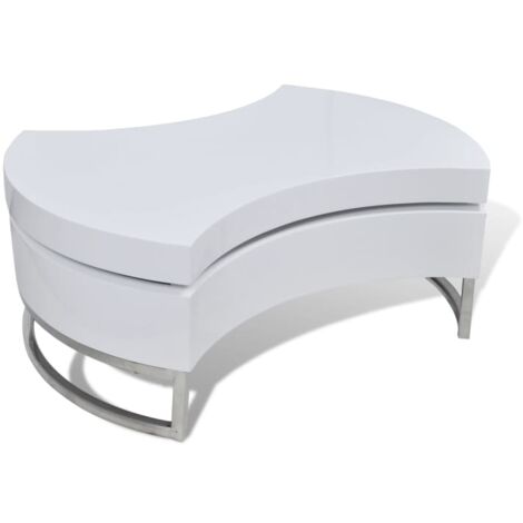 Coffee Table Shape-adjustable High Gloss White vidaXL (1/5)