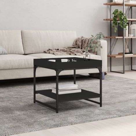 Coffee Table Black 49.5x49.5x45 cm Engineered Wood vidaXL (1/5)