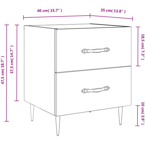 Bedside Cabinet Smoked Oak 40x35x47.5 cm Engineered Wood vidaXL