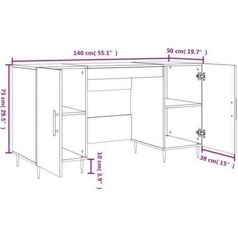 Desk Sonoma Oak 140x50x75 cm Engineered Wood vidaXL